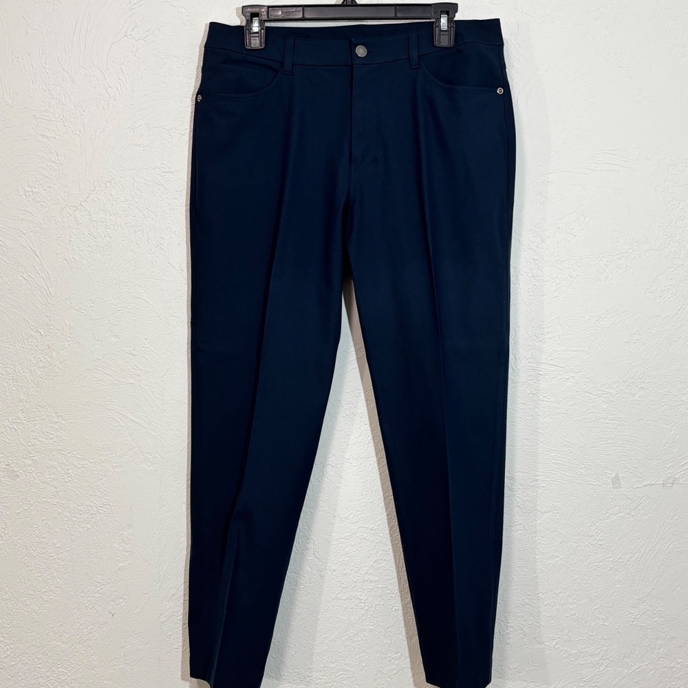 Lululemon Commission Pant Men 32 Blue Slim Fit Warpstreme Tapered Trousers